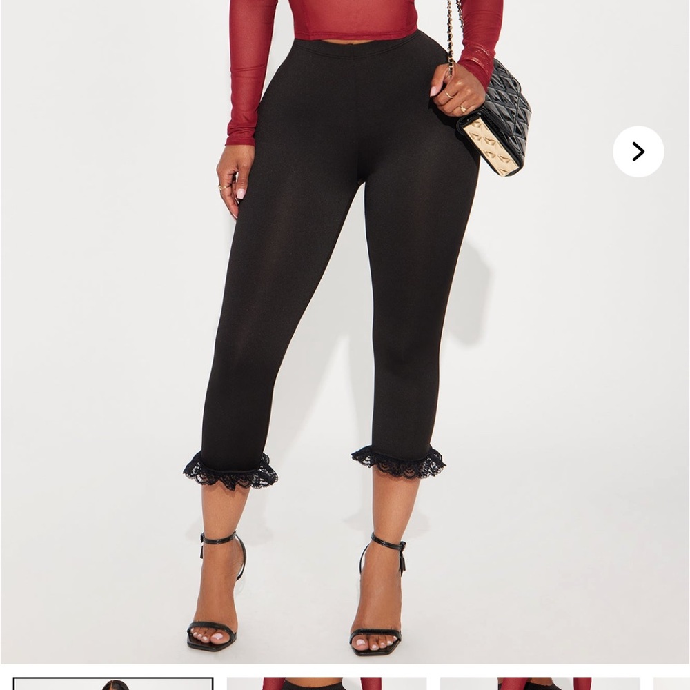 Fashion Nova Black Cropped Ruffle Pants